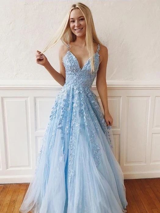 Anneprom Sky Blue Lace Prom Dresses ...